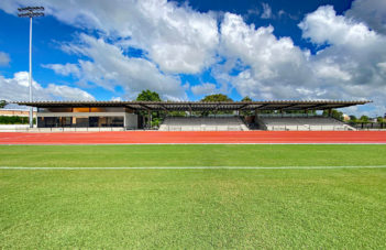 athletics field and track and stand