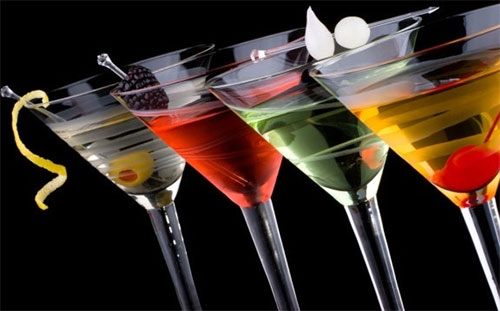 Colourful martini glasses